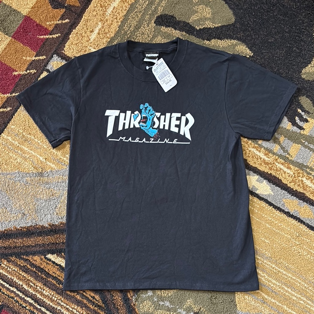 Thrasher Black Short Sleeve Tee Iconic Design